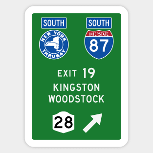 New York Thruway Southbound Exit 19: Kingston Woodstock Catskills Sticker